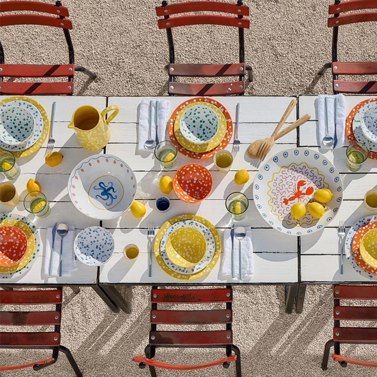 Costa Nova Summer Bliss Low Serving Bowl - Lobster