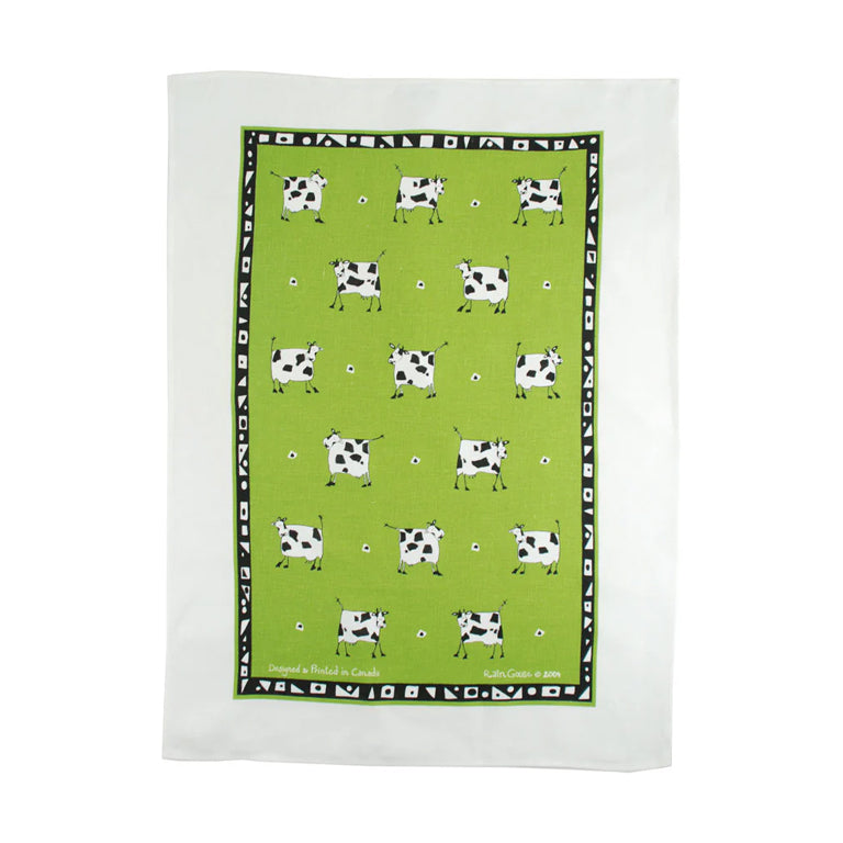 Rain Goose Tea Towel - Cow Green