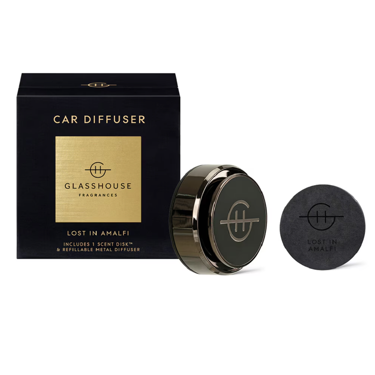Glasshouse Fragrances Car Diffuser - Black with Lost in Amalfi