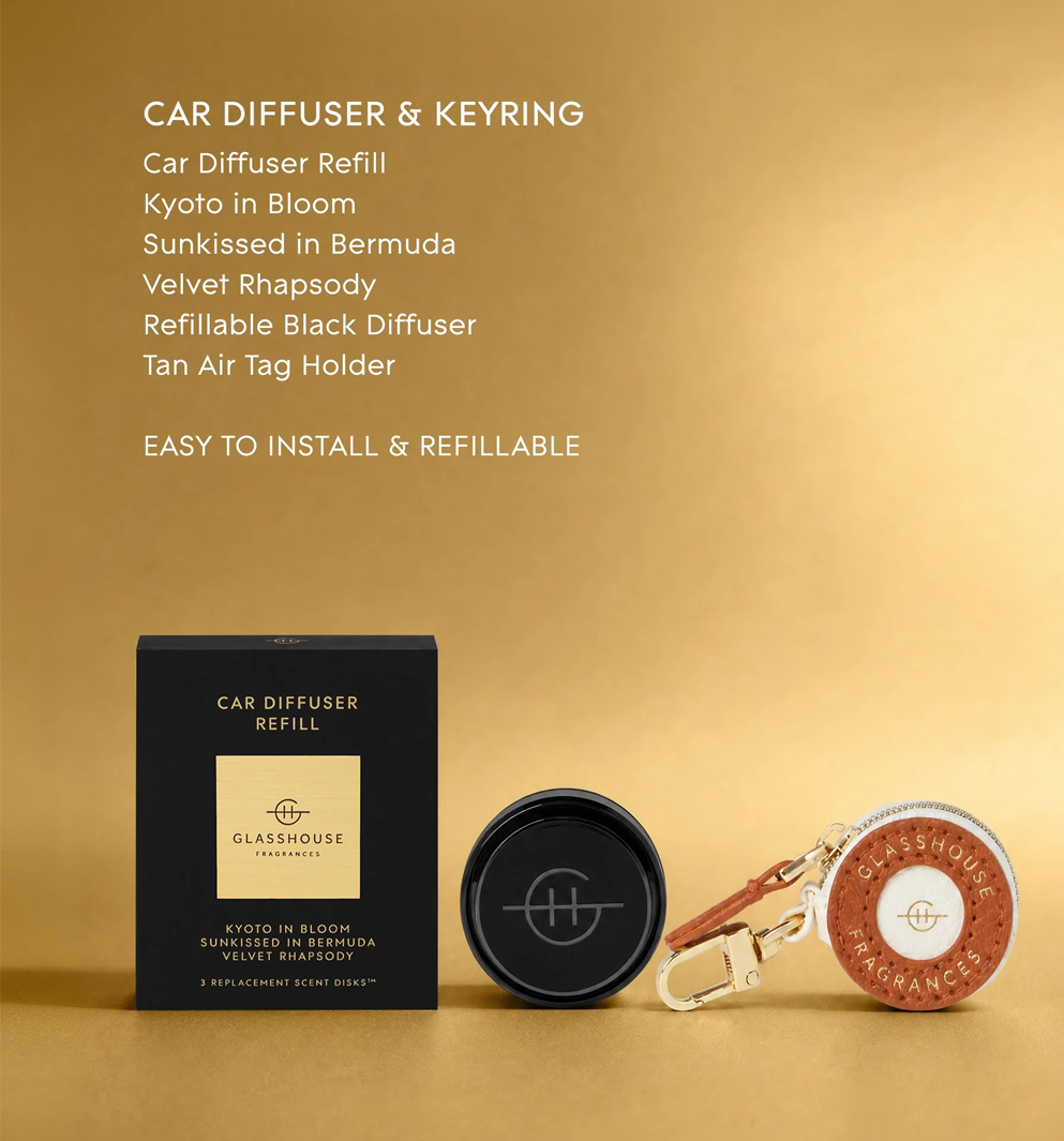Glasshouse Fragrances Car Diffuser and Key Ring - Christmas
