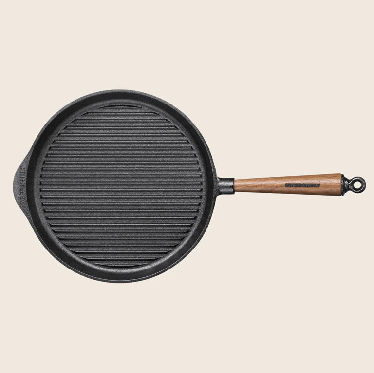 Skeppshult Cast Iron Grill Pan with Walnut Handle