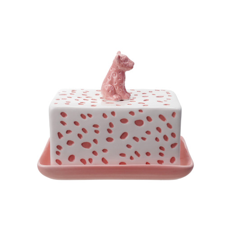 Hazel Mazel Butter Dish - Animal Print Pink