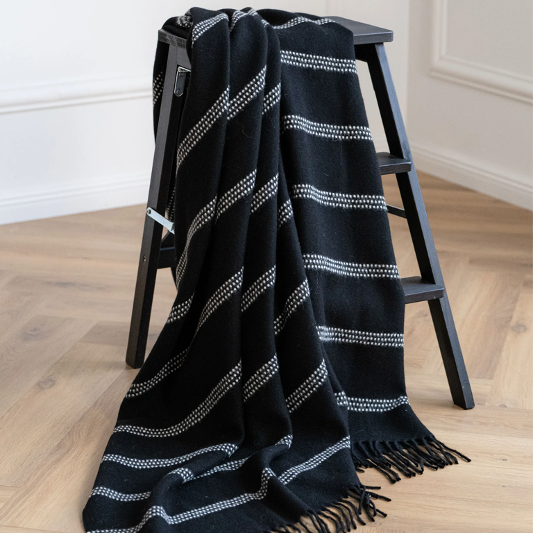 Linen Way Treble Baby Alpaca Throw - Black with White Dots