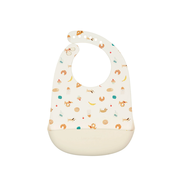 Loulou Lollipop Silicone Bib - French Breakfast