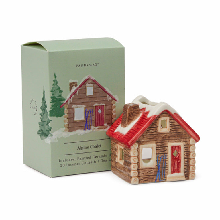 Paddywax Ceramic House Incense & Tealight Holder - Alpine Chalet