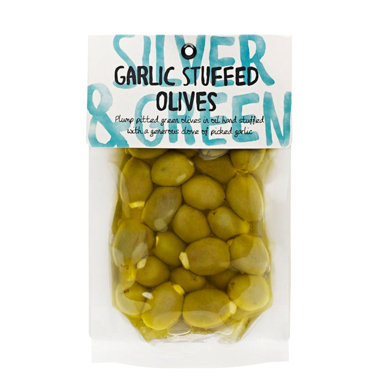 Silver &amp; Green Olives - Garlic Stuffed