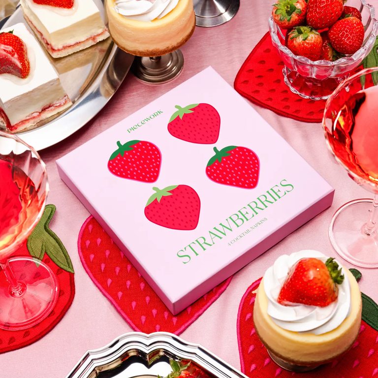 Piecework Puzzles Cocktail Napkins - Strawberry
