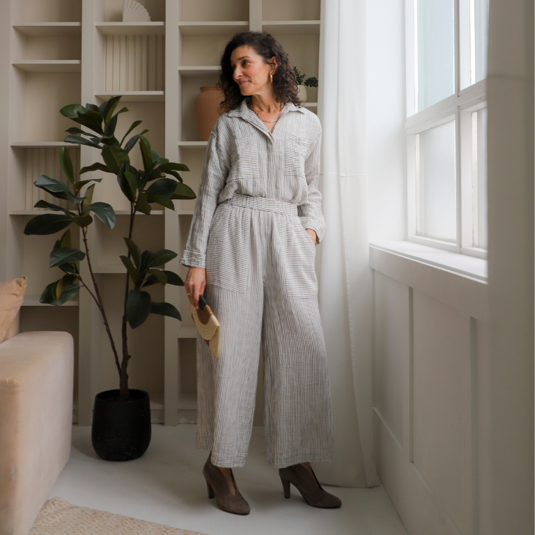 Pokoloko Crinkle Pocket Shirt with Buttons - Striped