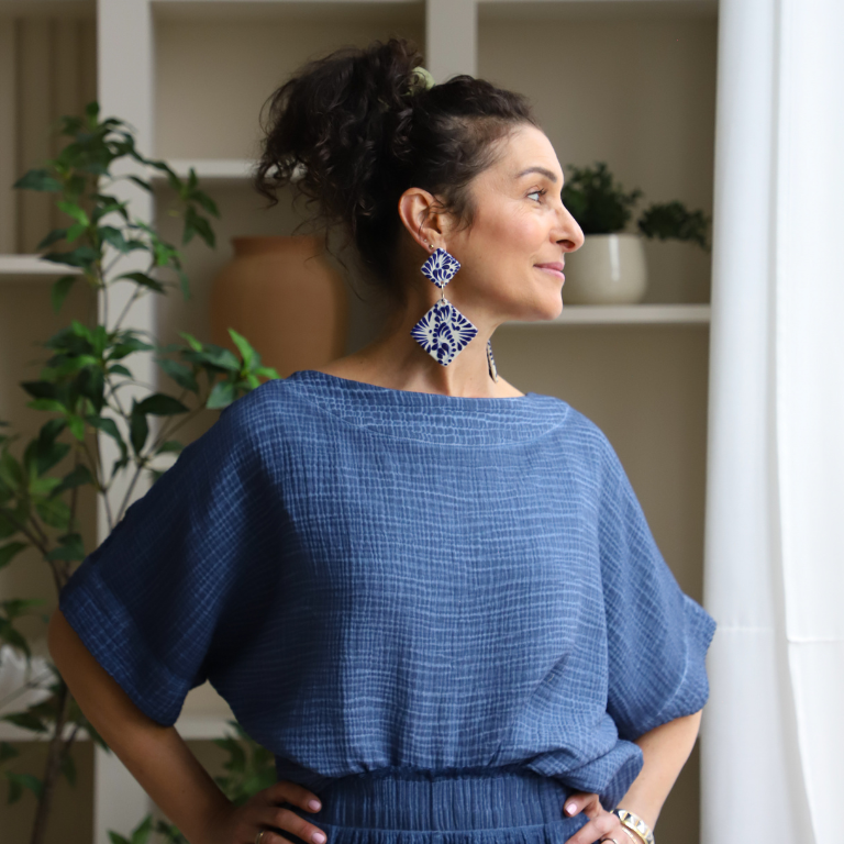 Pokoloko Crinkle Boat Top - Denim