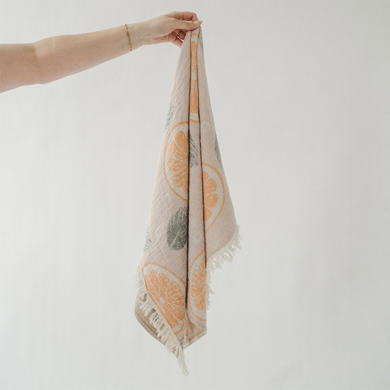Pokoloko Hand Towel - Orange and Leaf