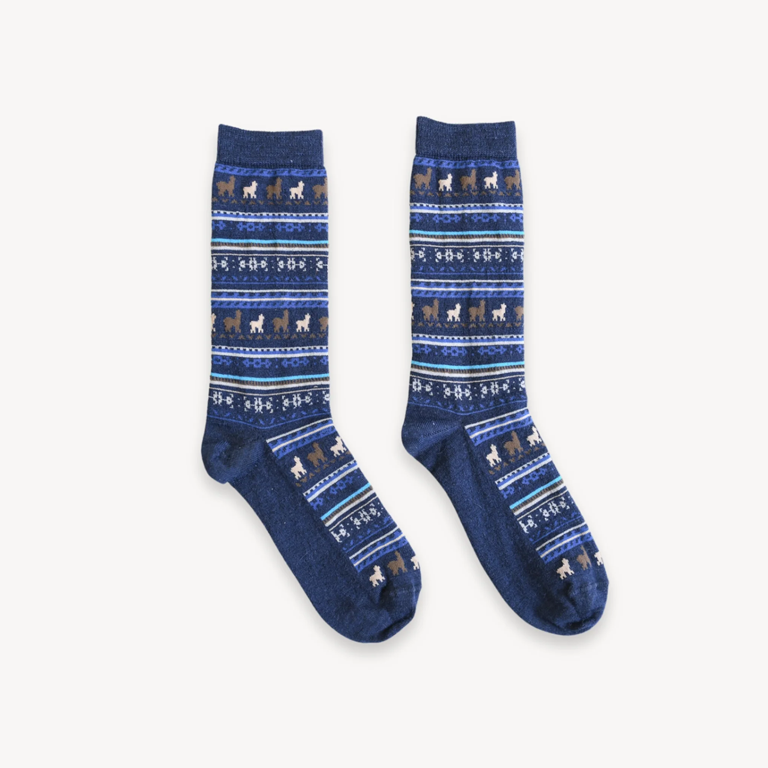 Pokoloko Print Alpaca Socks - Space Blue
