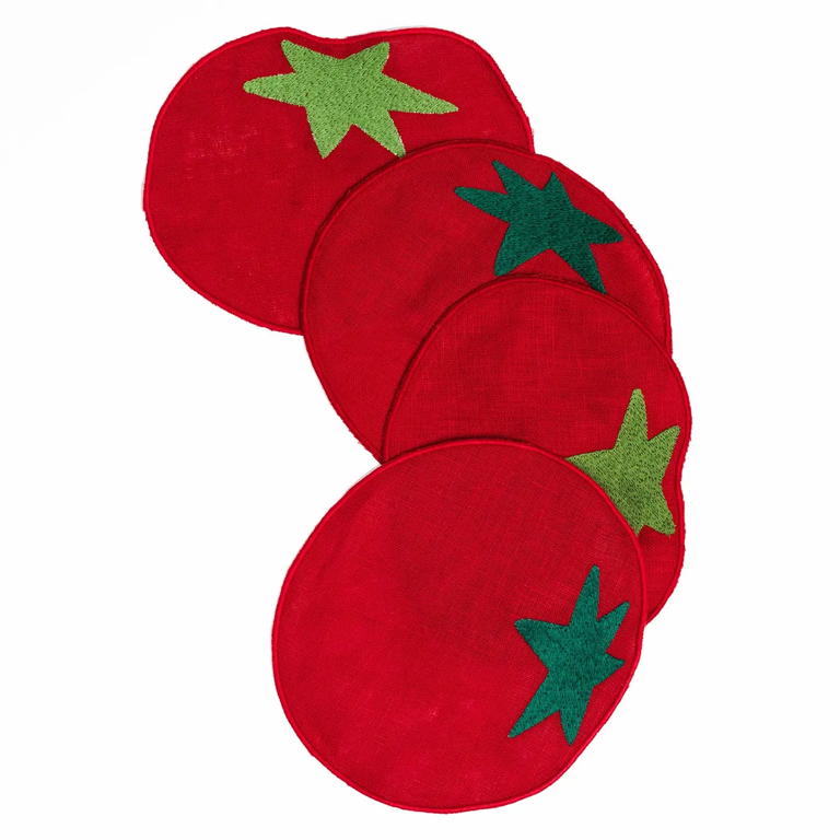 Piecework Puzzles Cocktail Napkins - Tomato
