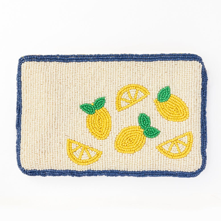 Ink&Alloy Leila Seed Bead Clutch With Strap - Lemons