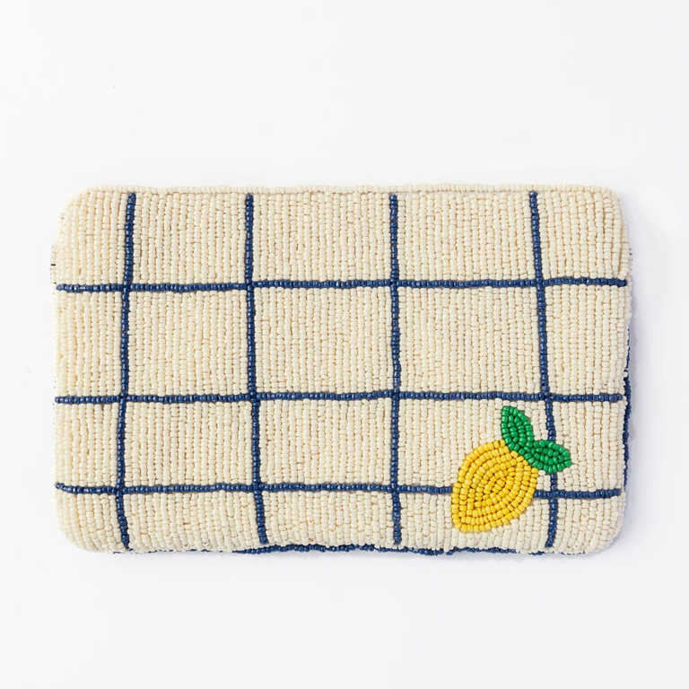 Ink&Alloy Leila Seed Bead Clutch With Strap - Lemons