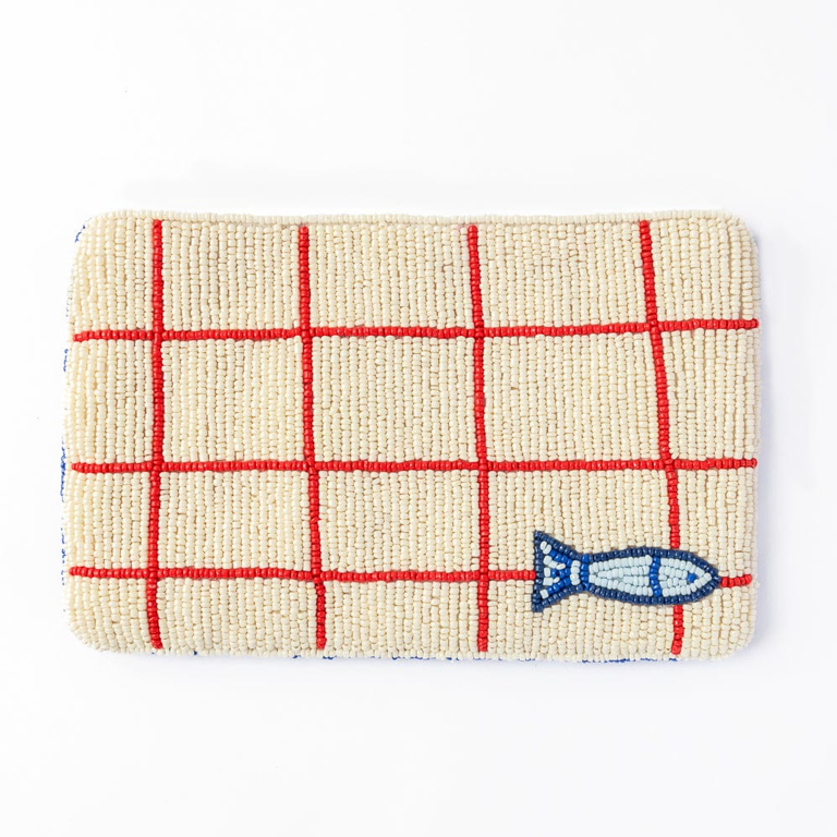 Ink&Alloy Leila Seed Bead Clutch With Strap - Sardines