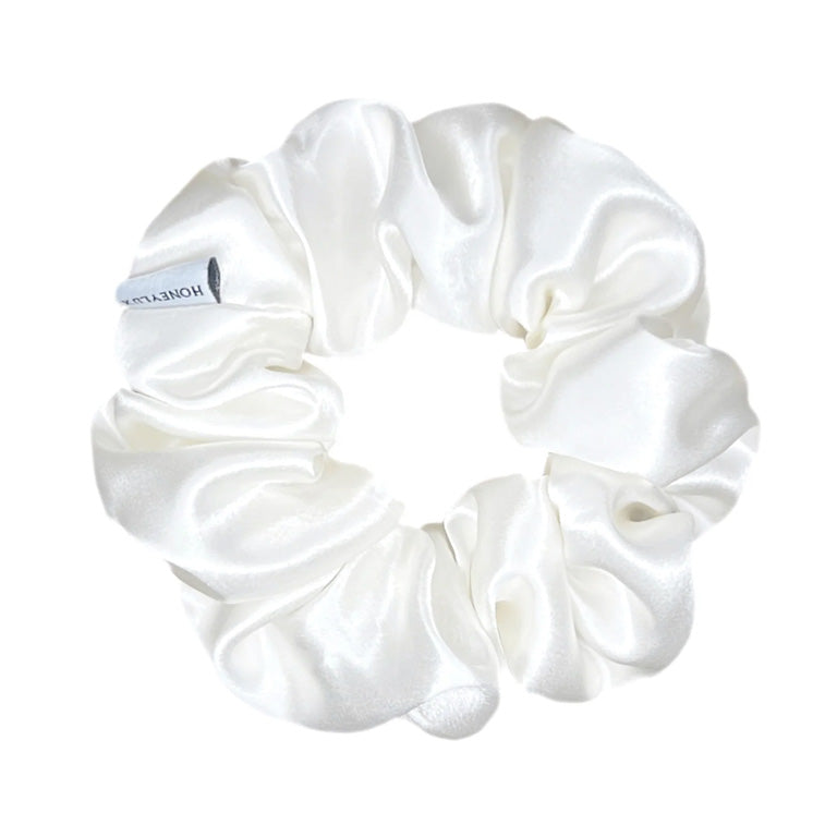 HoneyLux Silk Scrunchie - White