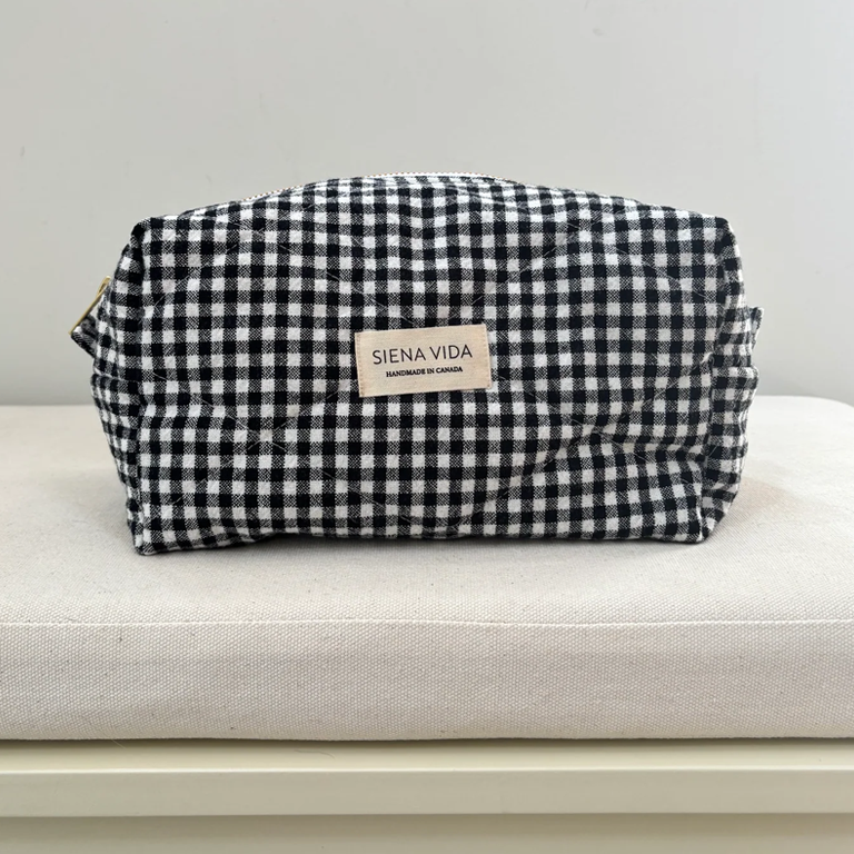 Siena Vida Self Care Pouch Large - Black Gingham