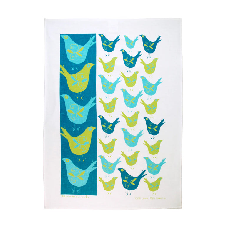Rain Goose Tea Towel - Swedish Bird Turquoise