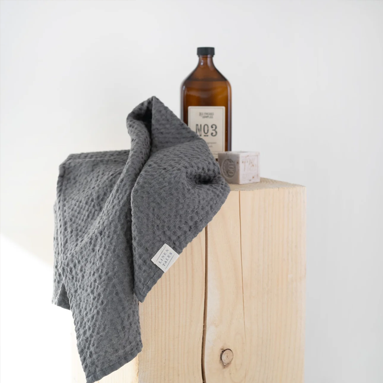 Linen Tales Honeycomb Waffle Bath Towels - Grey Set of 3