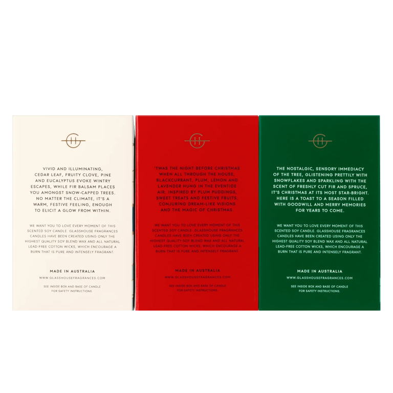 Glasshouse Fragrances Candle 60g - Christmas Trio