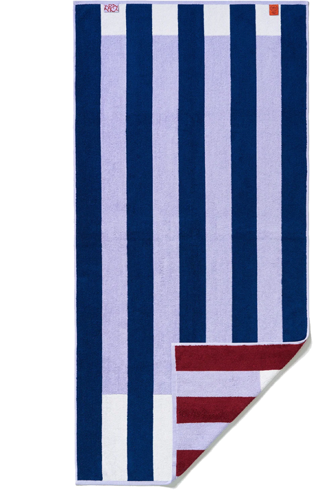 Typical Bath Towel - Offset Stripe Studio Navy, Lilac and Workshop White