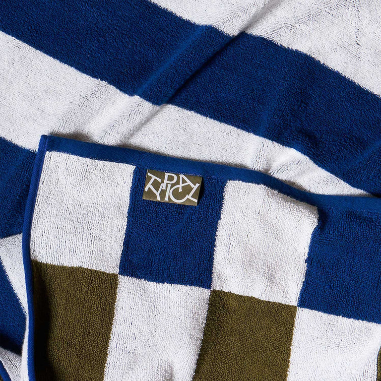 Typical Bath Towel - Offset Stripe Studio Navy, Moss Green and Workshop White