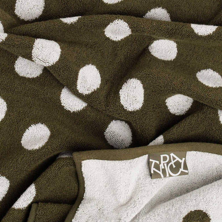 Typical Bath Towel - Polka Dot Moss Green and Ceramic Clay