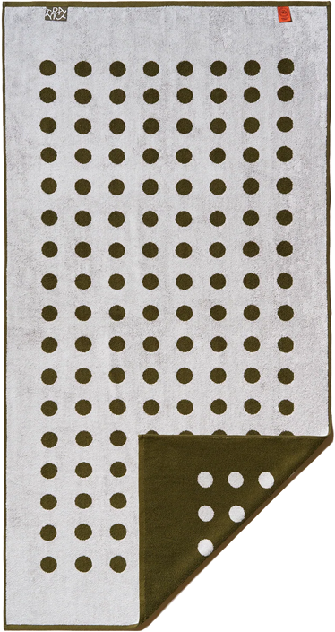 Typical Bath Towel - Polka Dot Moss Green and Ceramic Clay