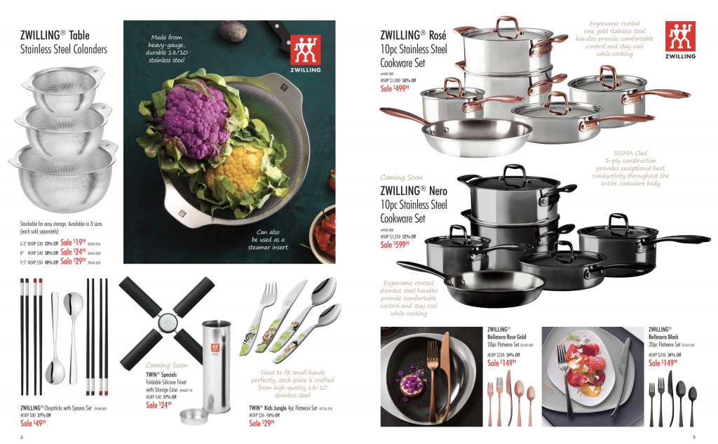 Beautiful stainless steel cookware with rose handles