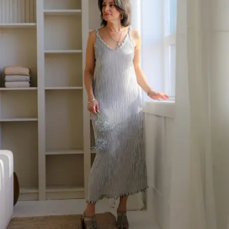 Pokoloko Strappy Dress- Striped Crinkle