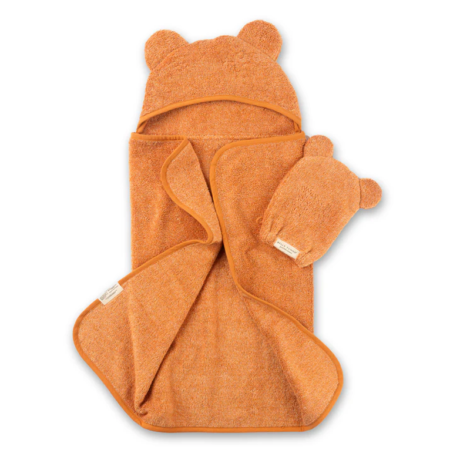 Bella Tunno Hooded Towel & Wash Mitt - Pumpkin