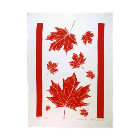 Rain Goose Tea Towel Maple Leaf Red