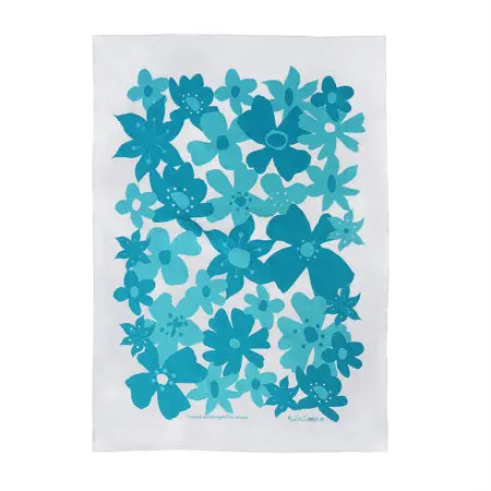 Rain Goose Tea Towel Turquoise Flower