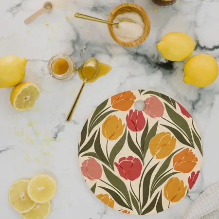 Deny Designs Round Cutting Board - Tulip Field Sunset Palette