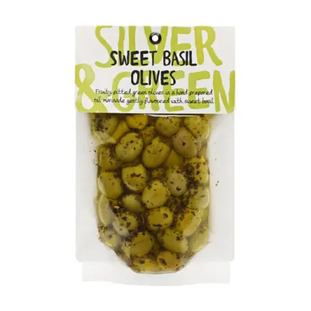 Silver & Green Olives - Sweet Basil
