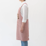 Linen Tales Crossback Apron - Red Natural Stripes - Image 2