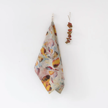 Linen Tales Kitchen Towel - Orange Flow on Natural