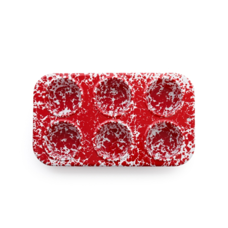 Crow Canyon Muffin Pan 6 Cup - Red Splatter