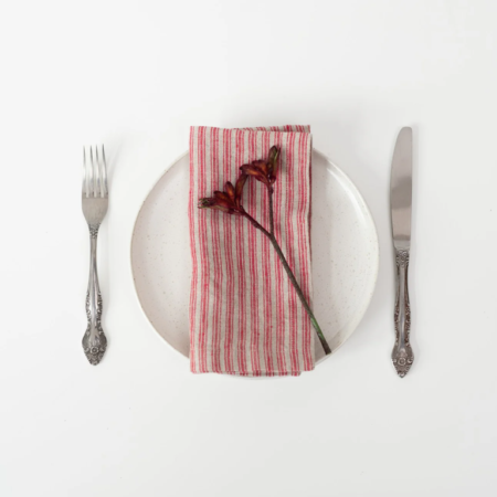 Linen Tales Napkins - Red Natural Stripes Set of 2