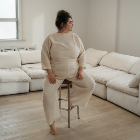 Pokoloko Crinkle Palazzo Pants Plus - Cream