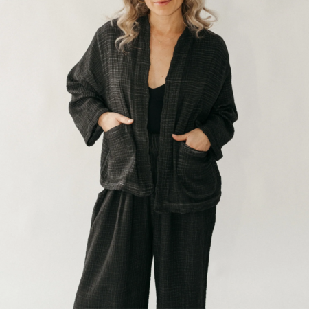 Pokoloko Crinkle Short Jacket - Black