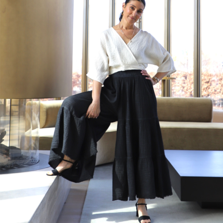 Pokoloko Crinkle Skirt Pants - Black