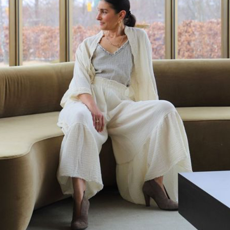 Pokoloko Crinkle Skirt Pants - Cream