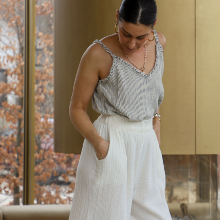 Pokoloko Strappy Top - Striped Crinkle