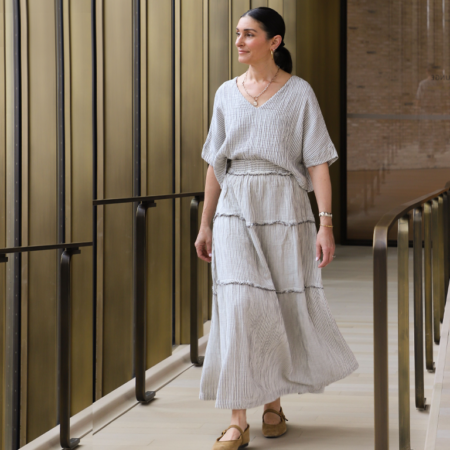 Pokoloko Ruffle Skirt - Striped Crinkle