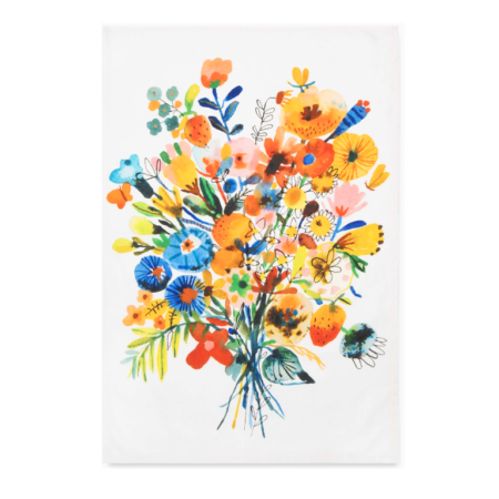 Bon|Artis Teatowel Blue & Orange Bouquet