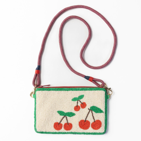 Ink&Alloy Leila Seed Bead Clutch With Strap - Cherries