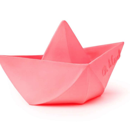 Oli&Carol Teether and Bath Toy Origami Boat - Pink