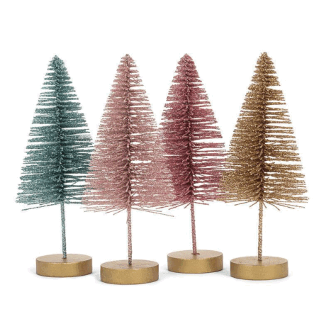 Abbott Glitter Brush Trees - Set of 4