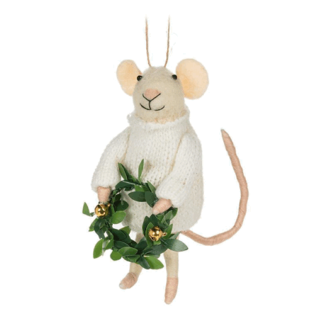 Abbott Ornament - Mouse with Wreath